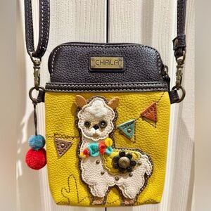 Chala Wallet Crossbody Organizer Bag Llama Mustard Yellow Pleather